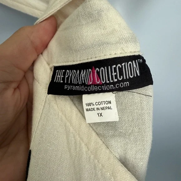 The Pyramid Collection Cream Tie Sleeve Midi Sundress 1x - Picture 5 of 8